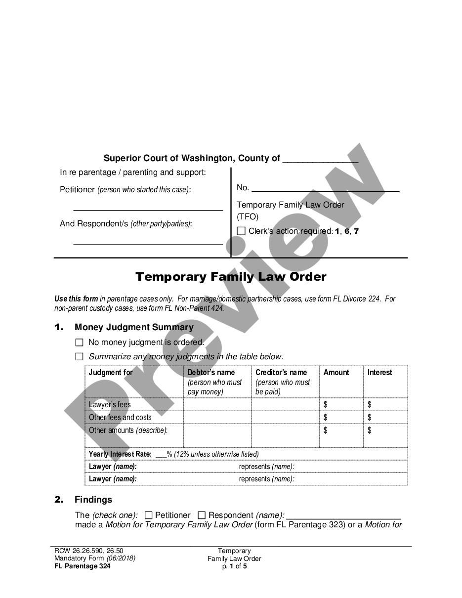 form WPF PS 04.0250 - Temporary Order - Parentage - TMO preview