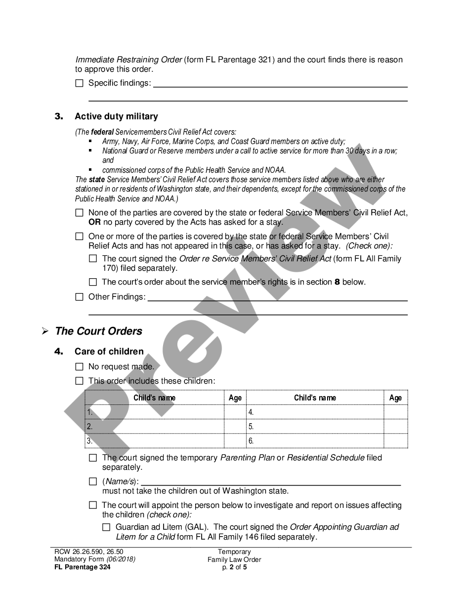 form WPF PS 04.0250 - Temporary Order - Parentage - TMO preview