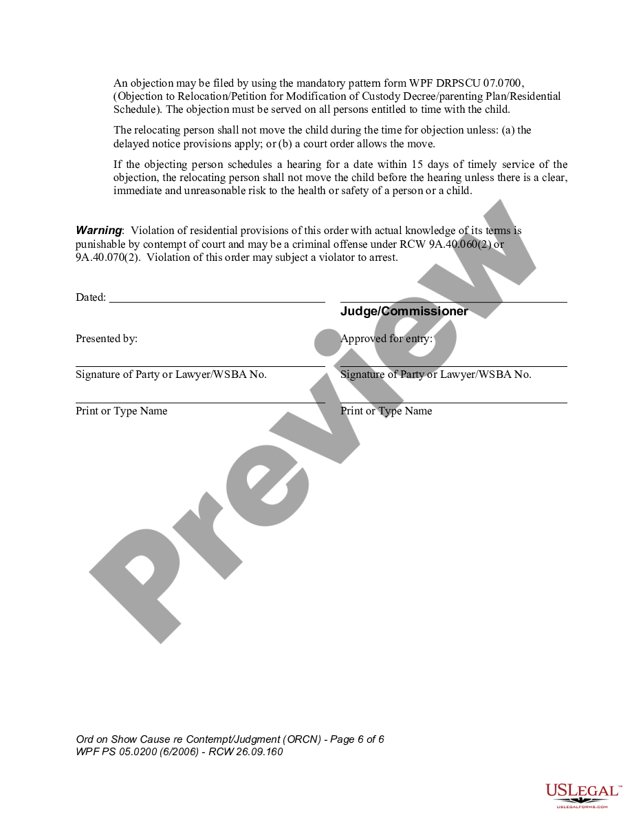 page 5 WPF PS 05.0200 - Order on Show Cause regarding Contempt - Judgment - ORCN preview
