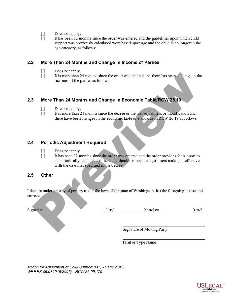 page 1 WPF PS 06.0800 - Motion for Adjustment of Child Support - MT preview