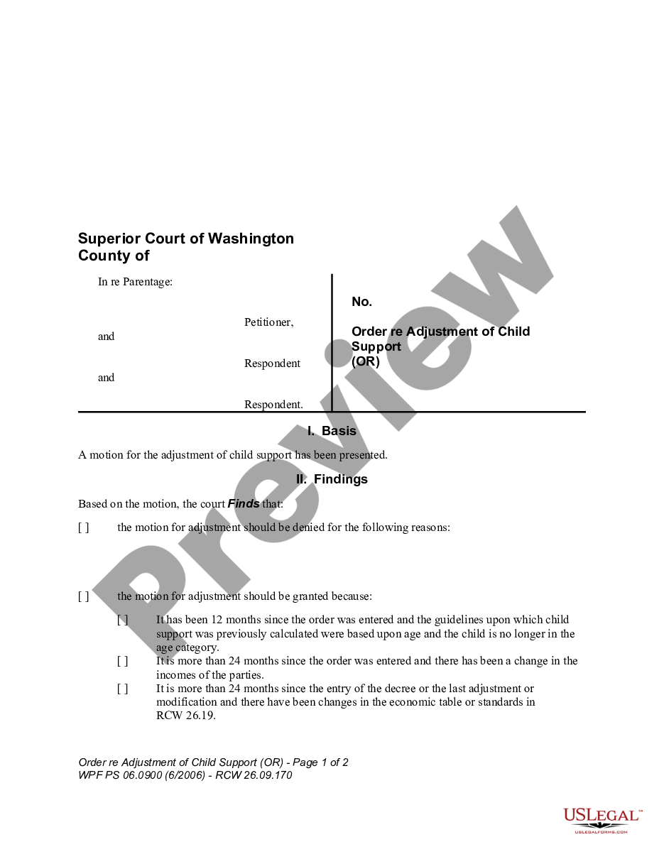 page 0 WPF PS 06.0900 - Order on Adjustment of Child Support - OR preview