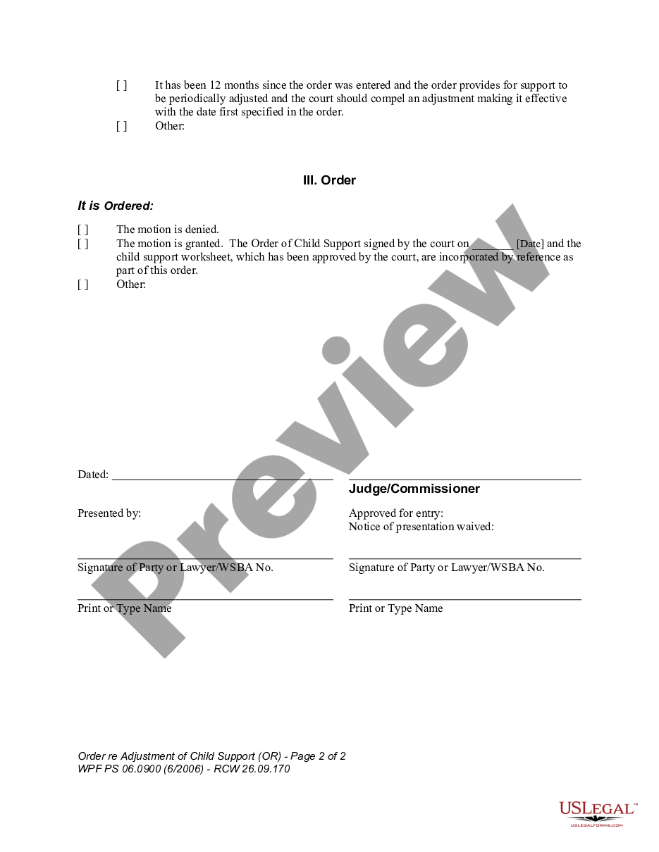 page 1 WPF PS 06.0900 - Order on Adjustment of Child Support - OR preview