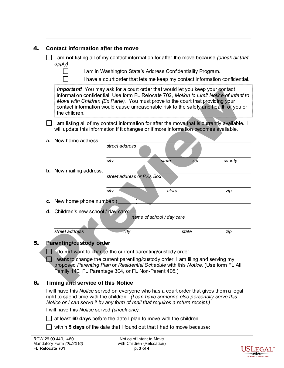 form WPF DRPSCU 07.0500 - Notice of Intended Relocation of Children preview