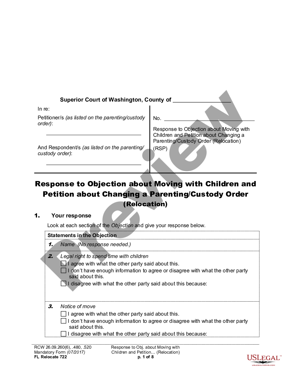 page 0 WPF DRPSCU 07.0730 - Response - Objection to Relocation - Petition for Modification preview