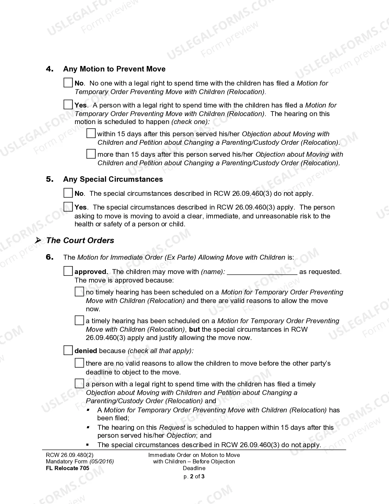 Preview WPF DRPSCU07.0830 - Ex Parte Order regarding Change of Children's Principal Residence - Relocation