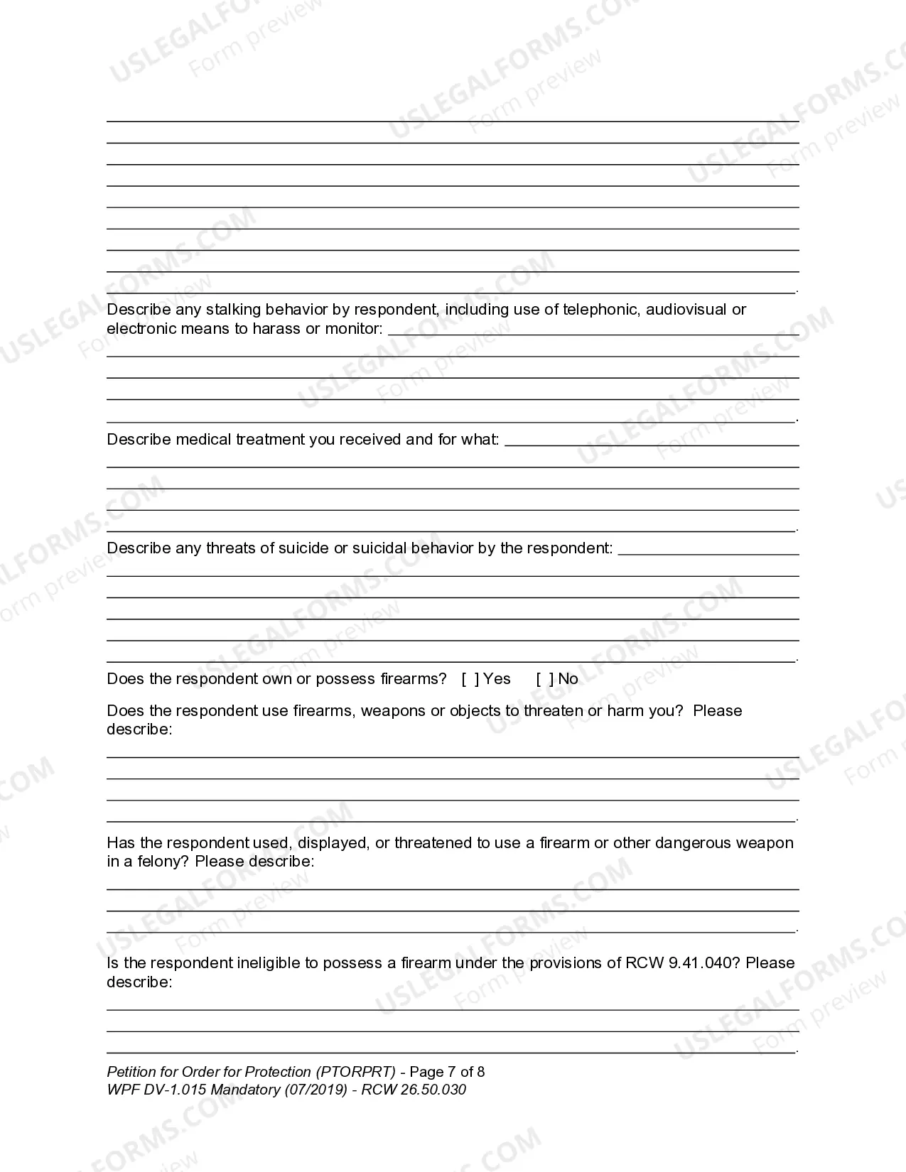 Preview WPF DV 1.015 - Petition for Order for Protection - All Cases