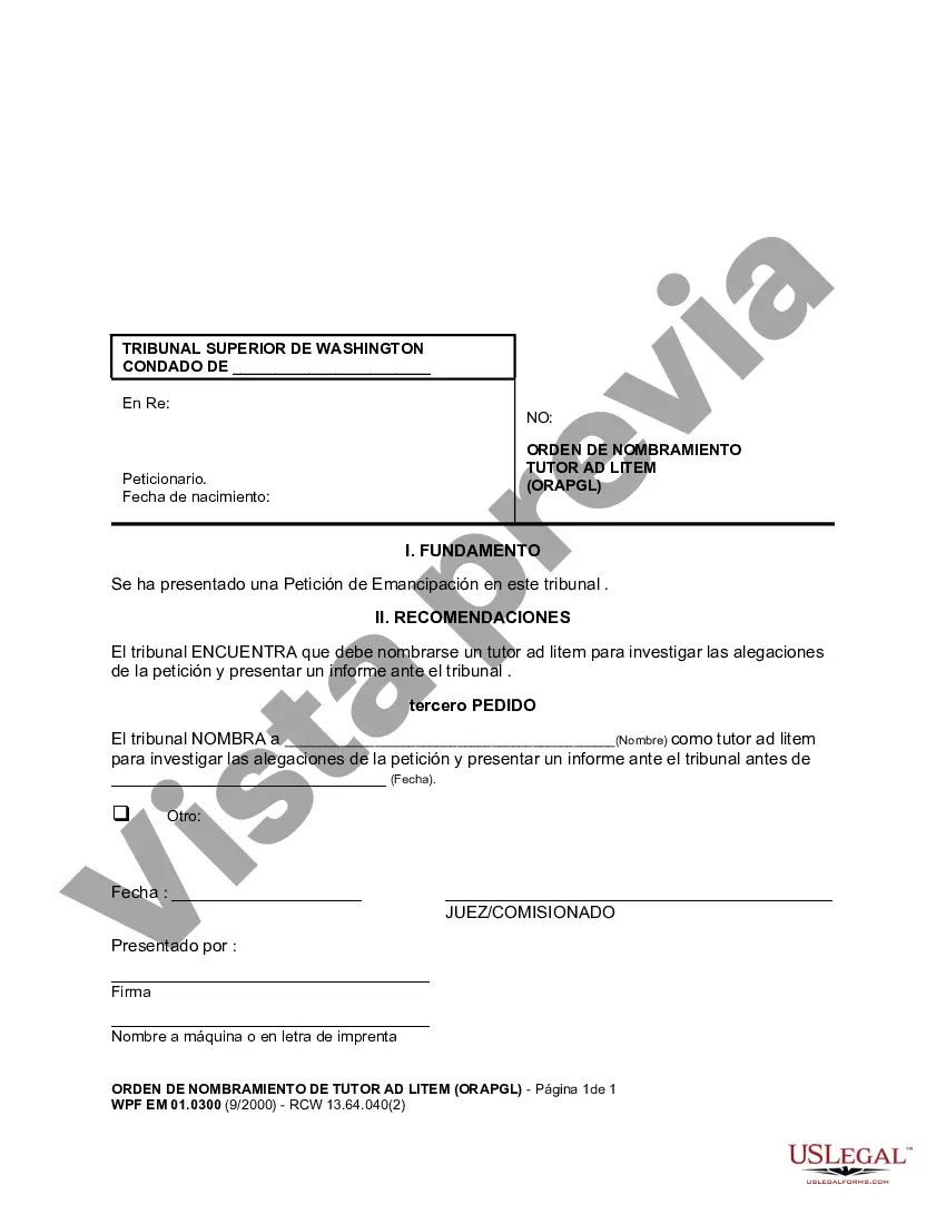 Preview WPF EM 01.0300 - Orden de Nombramiento de Tutor Ad Litem - ORAPGL