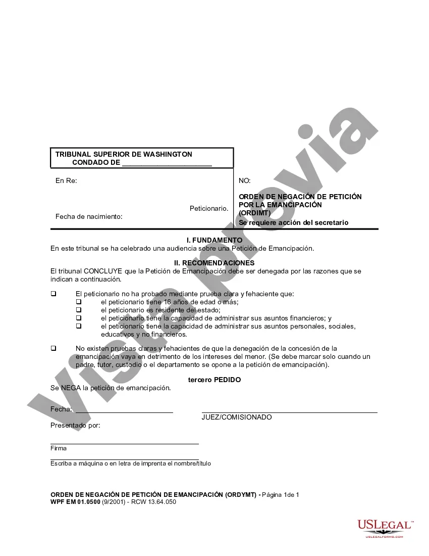 Preview WPF EM 01.0500 - Orden Denegatoria de Petición de Emancipación - ORDYMT
