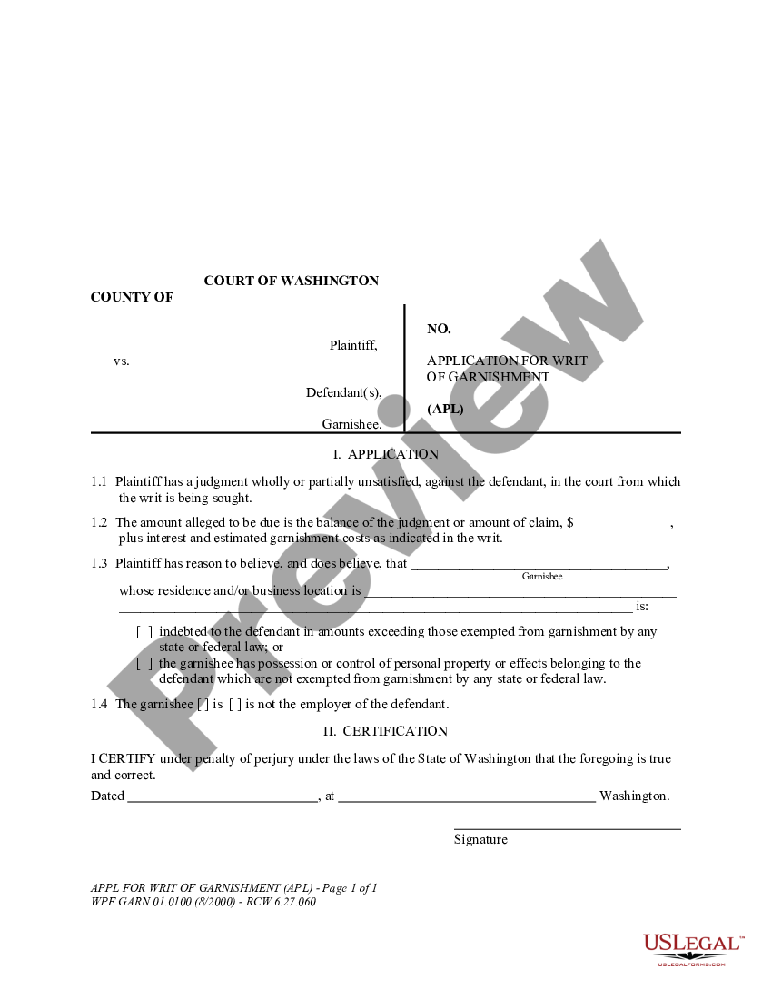 Everett Washington WPF GARN 01.0100 - Application for Writ of ...