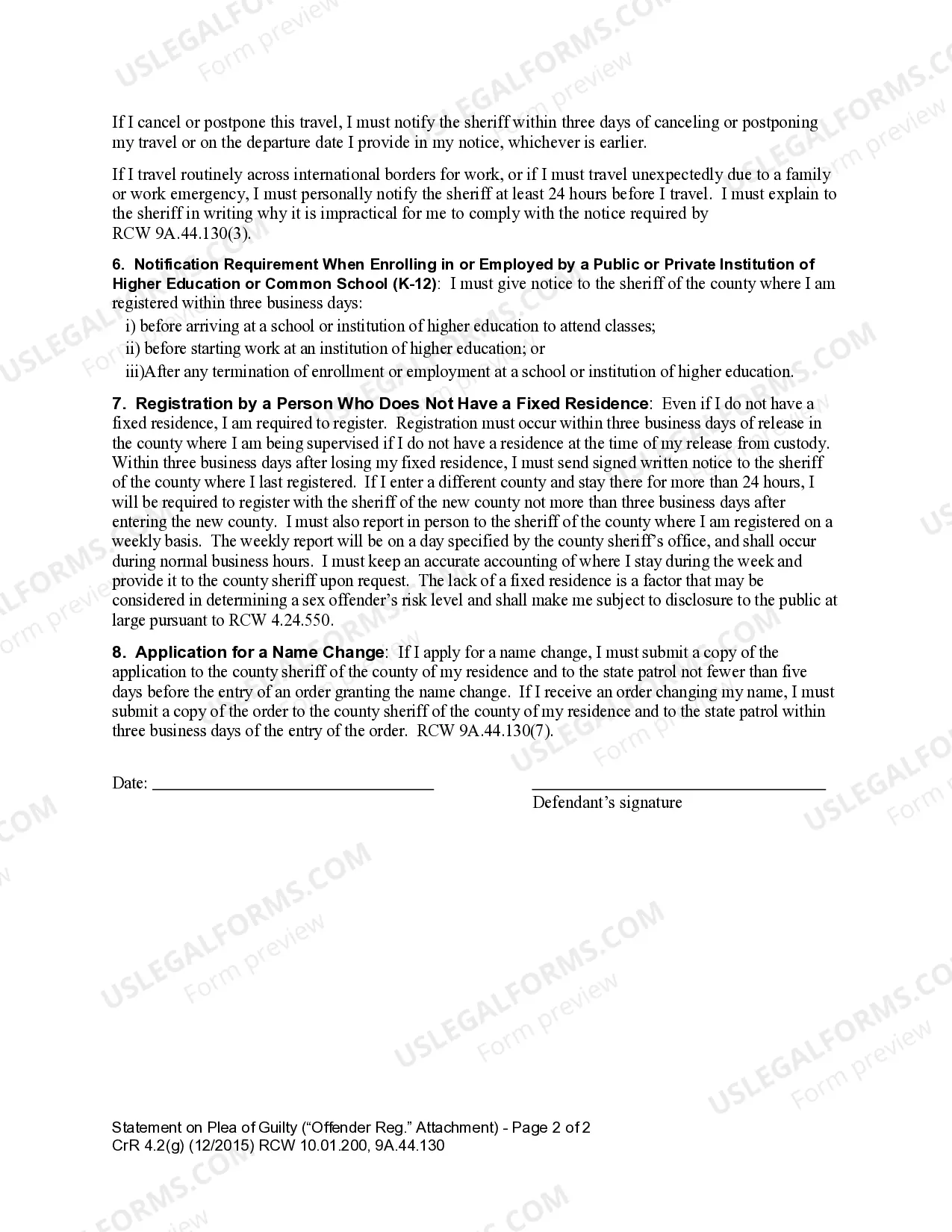 Preview CrR 4.2g - ORA - Sex Offender, Kidnapping Registration Requirements