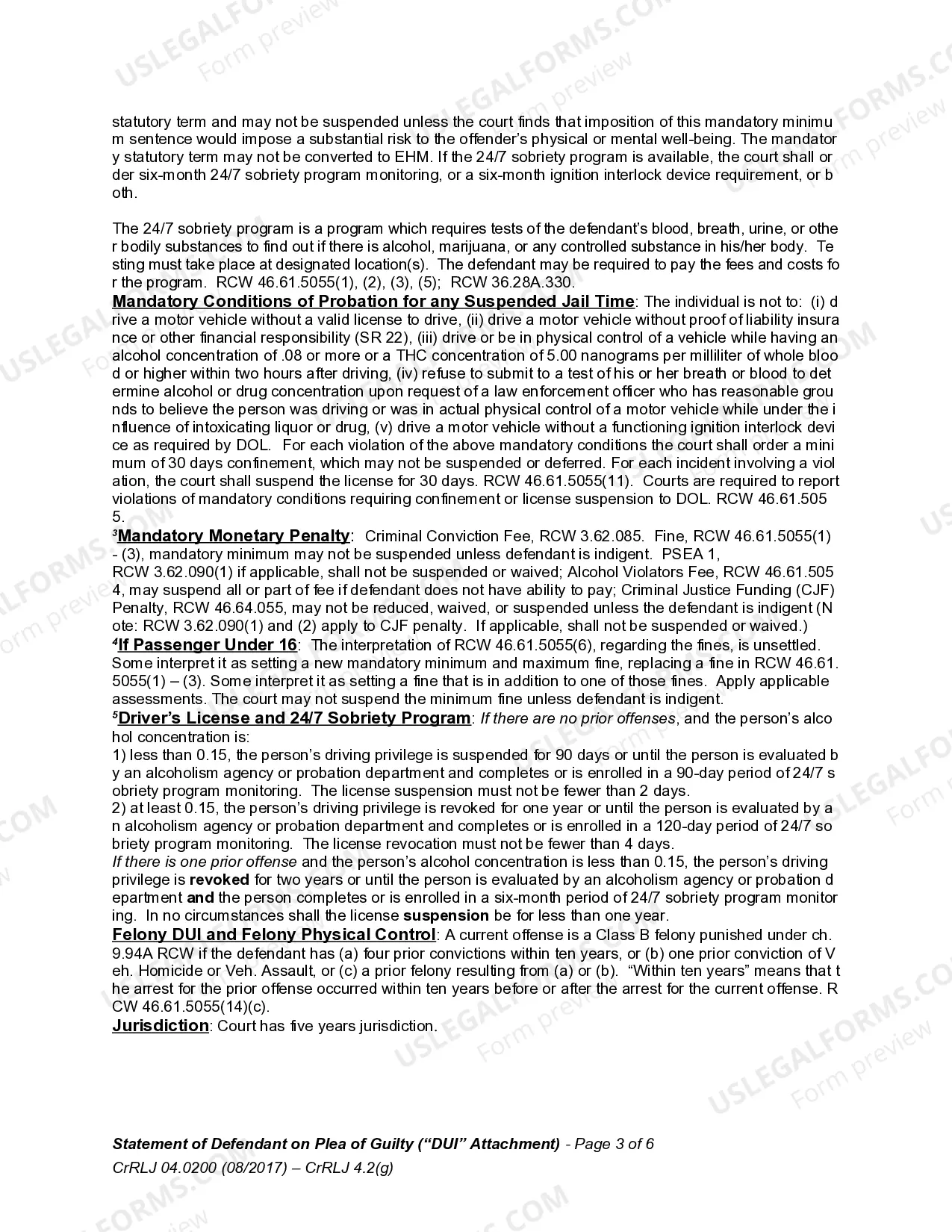 Preview CrRLJ 4.2g DUI Attachment - Department Of Licensing - Administrative Sanctions and Court DUI Sentencing Grid