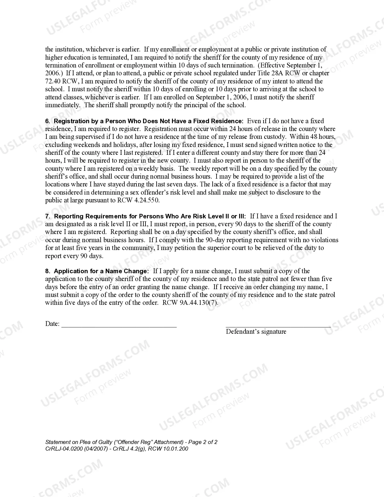 Preview CrRLJ 4.2g ORA - Sex Offender, Kidnapping Registration Requirements