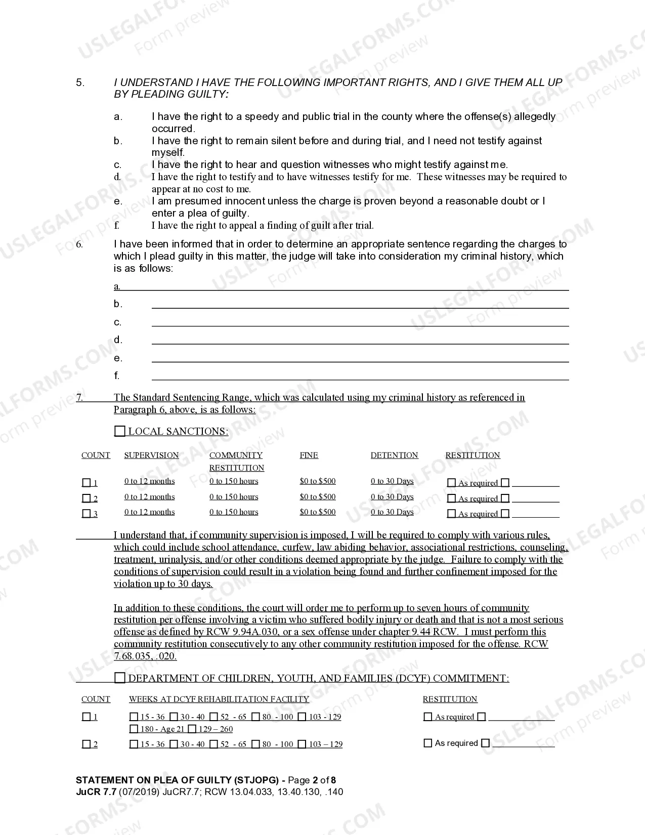 Preview JuCR 7.7 - Statement on Plea of Guilty