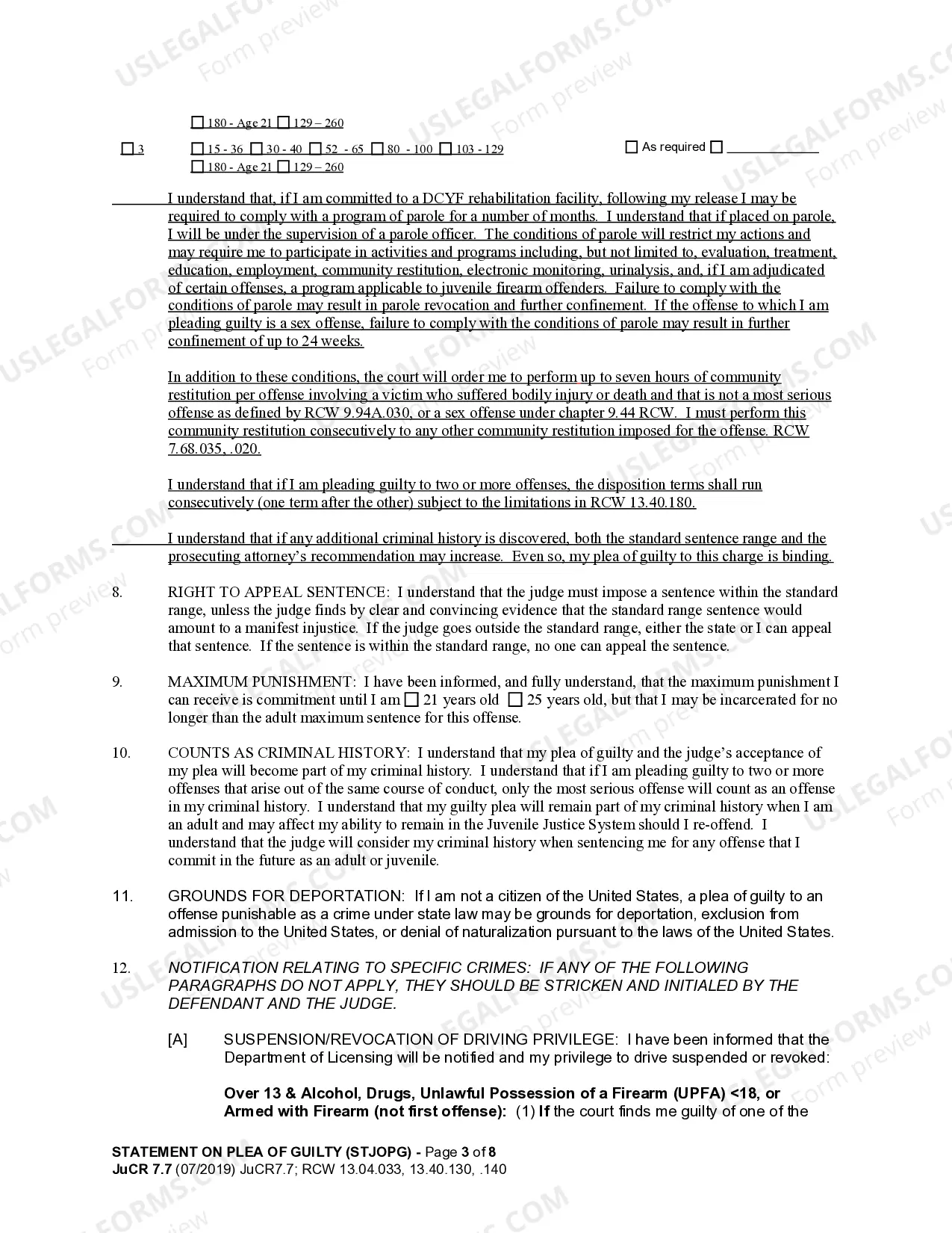 Preview JuCR 7.7 - Statement on Plea of Guilty
