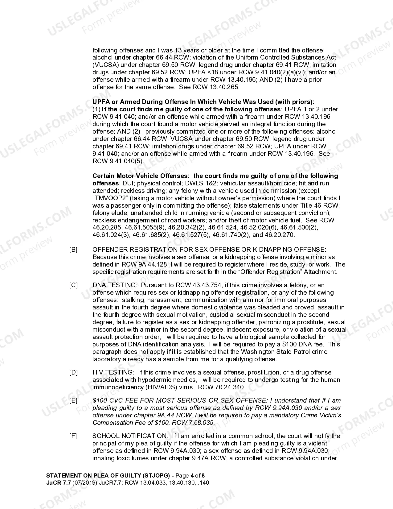 Preview JuCR 7.7 - Statement on Plea of Guilty