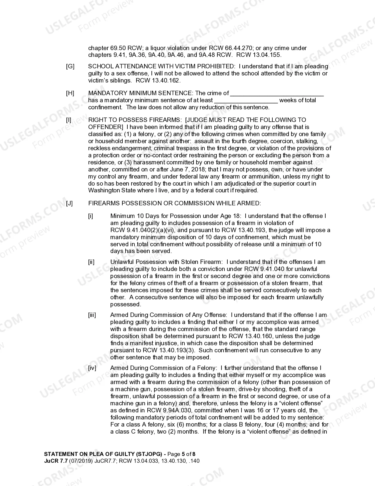 Preview JuCR 7.7 - Statement on Plea of Guilty