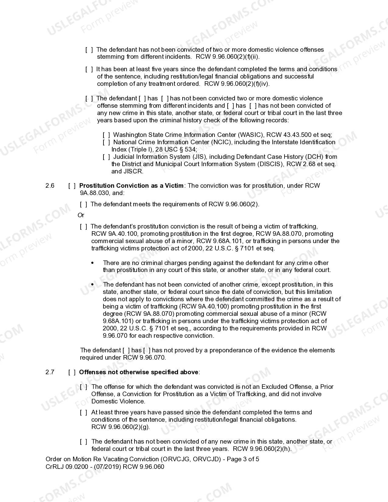 Preview CrRLJ 09.0200 - Order on Motion regarding Vacating Conviction