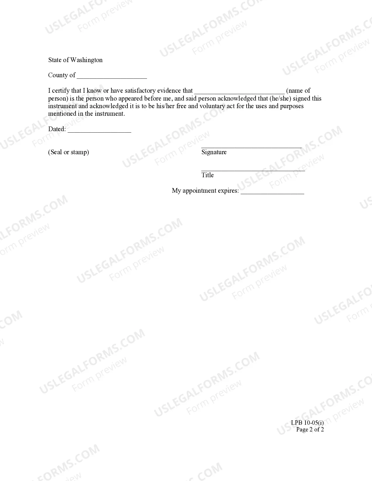 Preview Statutory Warranty Deed - with individual acknowledgment