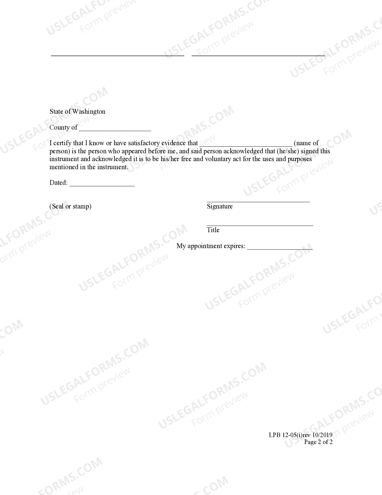 Washington Quitclaim Deed - with individual acknowledgment - Quitclaim ...