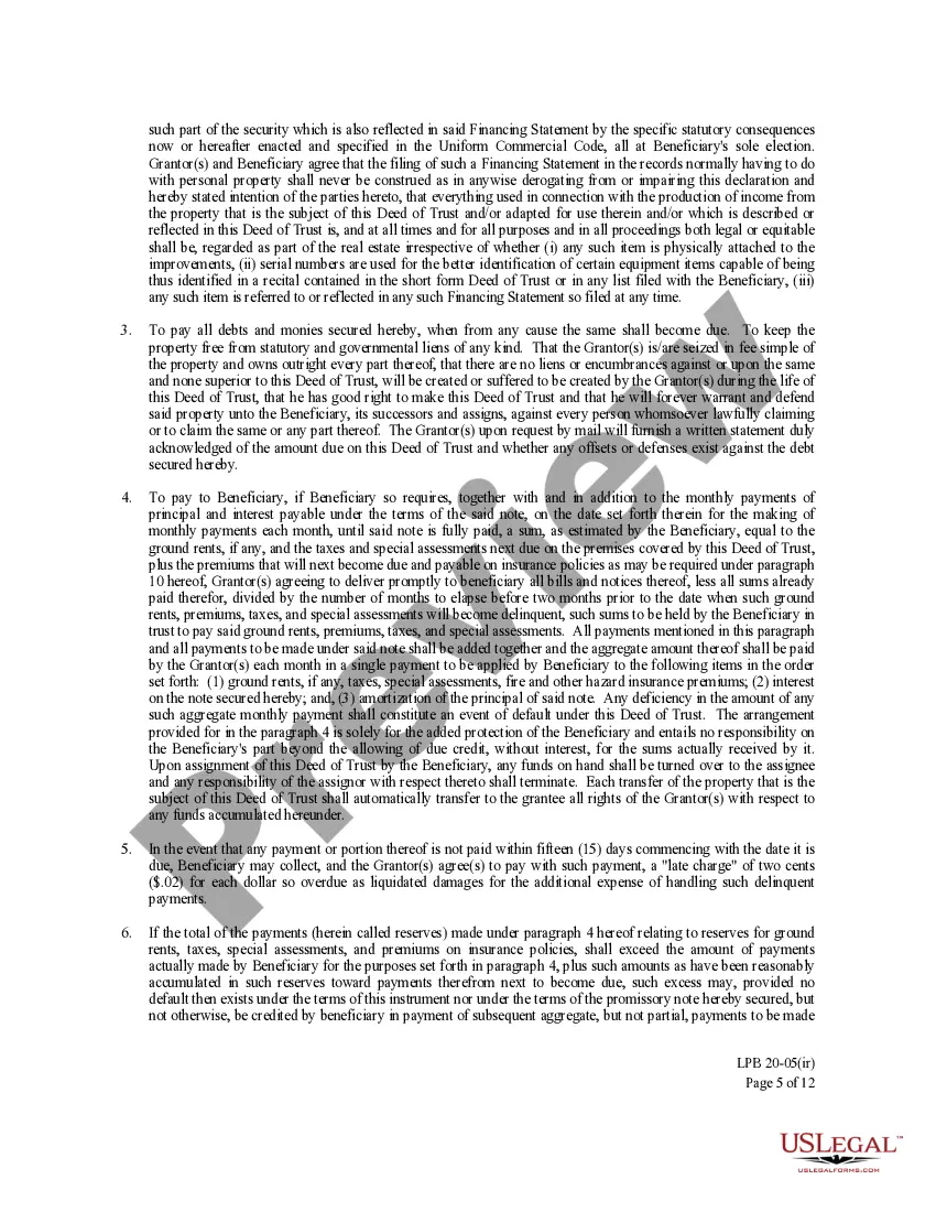 Get Deed of Trust - Short Form and Attachment - with individual and representative acknowledgments Preview Deed of Trust - Short Form and Attachment - with individual and representative acknowledgments