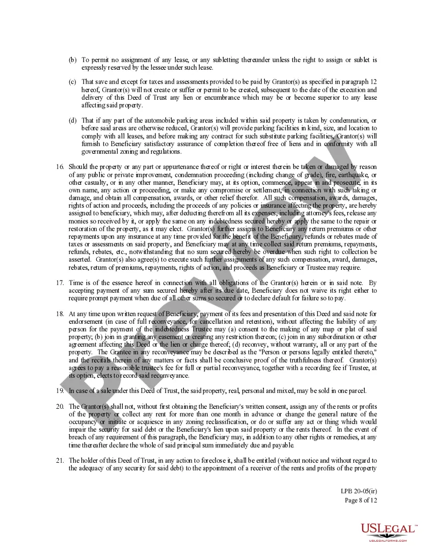 Get Deed of Trust - Short Form and Attachment - with individual and representative acknowledgments Preview Deed of Trust - Short Form and Attachment - with individual and representative acknowledgments