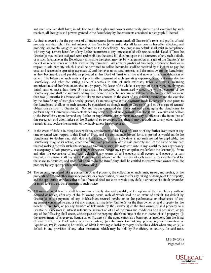 Get Deed of Trust - Short Form and Attachment - with individual and representative acknowledgments Preview Deed of Trust - Short Form and Attachment - with individual and representative acknowledgments