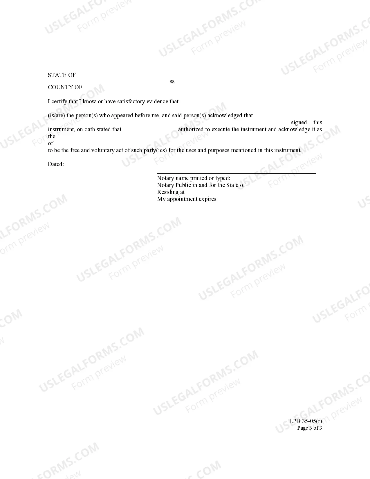 Preview Subordination Agreement - with representative acknowledgments