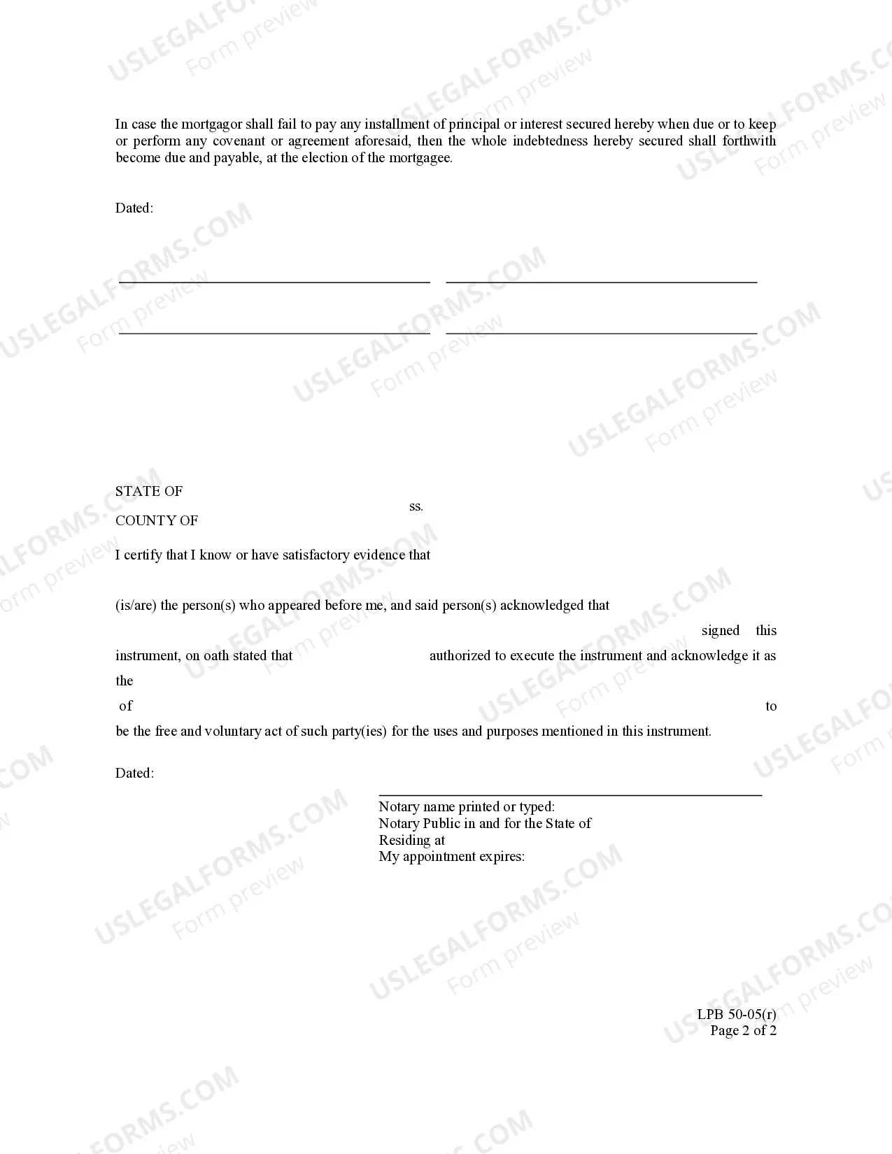 Preview Mortgage - Statutory Form - with representative acknowledgment