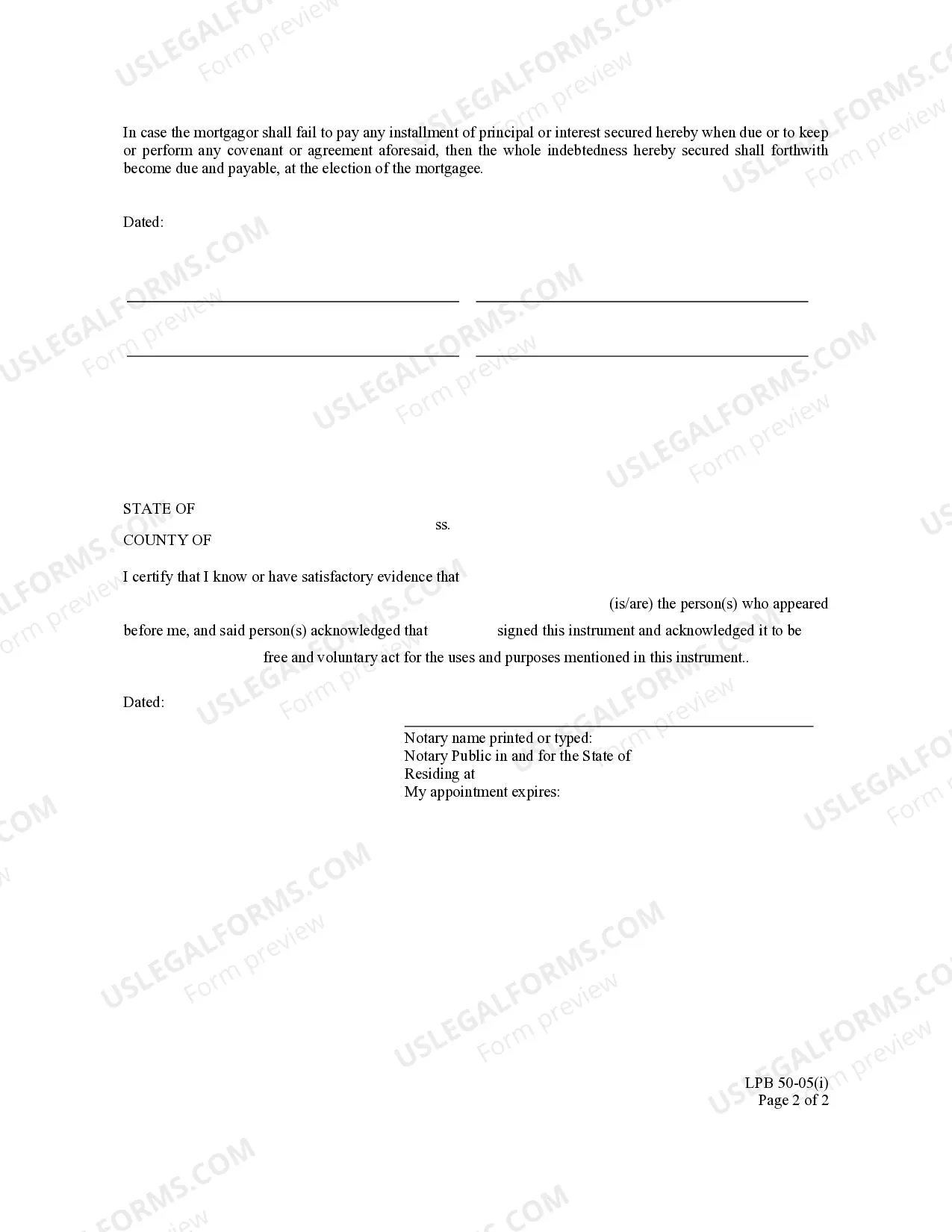 Preview Mortgage - Statutory Form - with individual acknowledgment