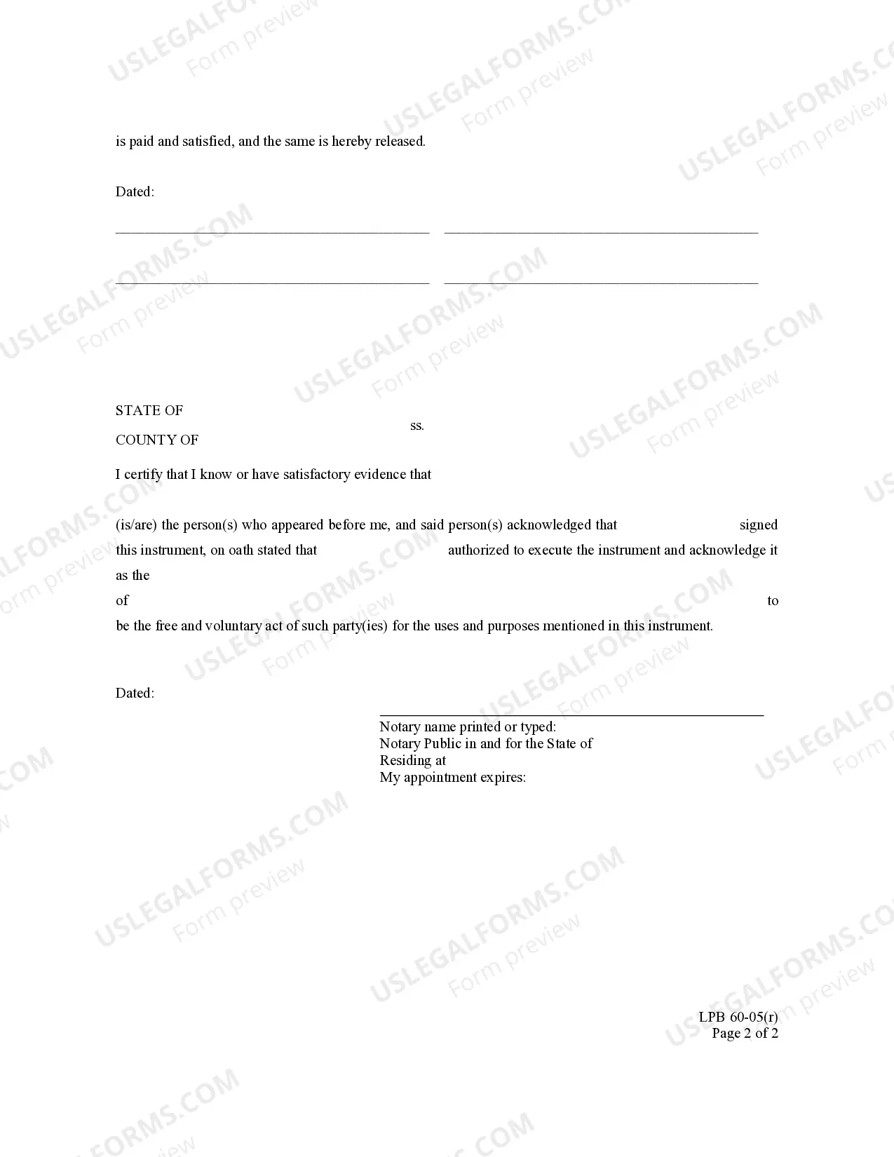 Preview Release of Lien - with representative acknowledgment