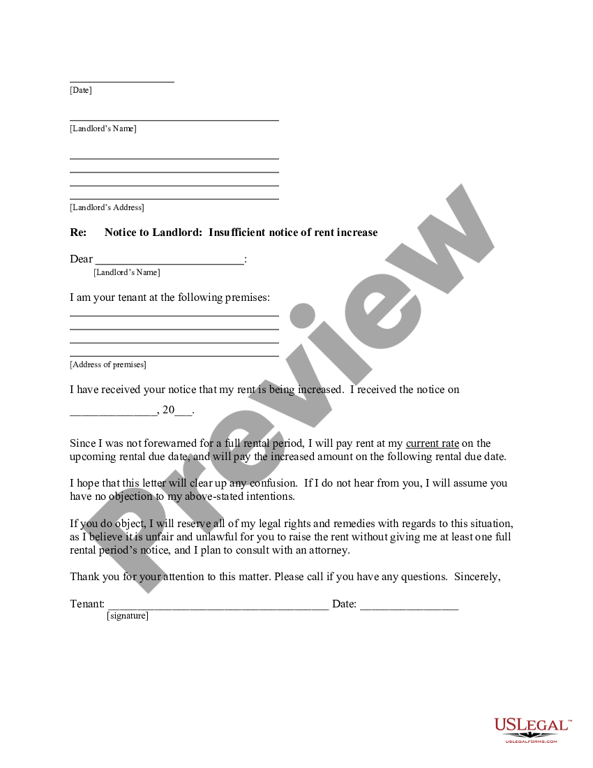 Notice Of Rent Increase Form Washington State US Legal Forms