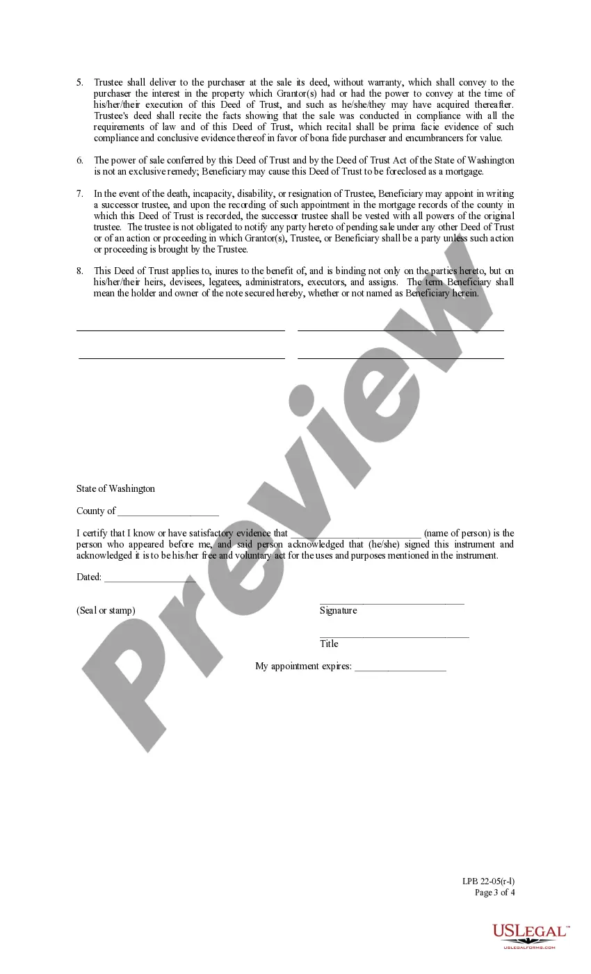 Preview Deed of Trust - Long Form - with representative acknowledgment