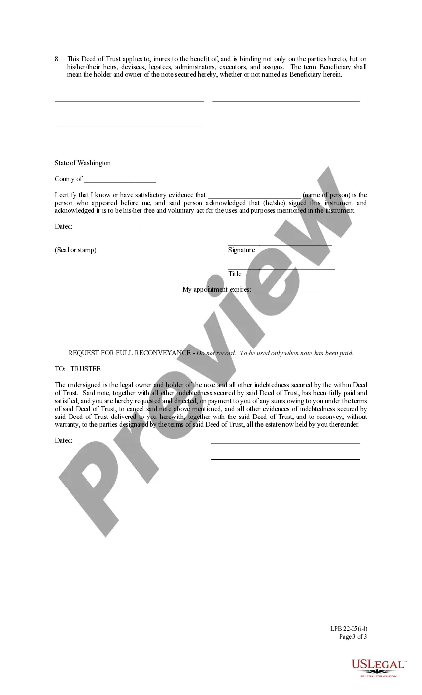 Get Deed of Trust - Long Form - with individual acknowledgment Preview Deed of Trust - Long Form - with individual acknowledgment