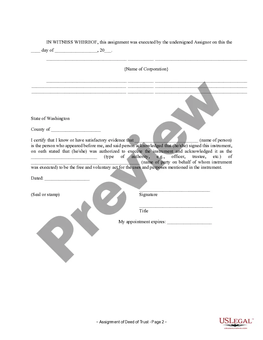 Preview Assignment of Deed of Trust by Corporate Mortgage Holder