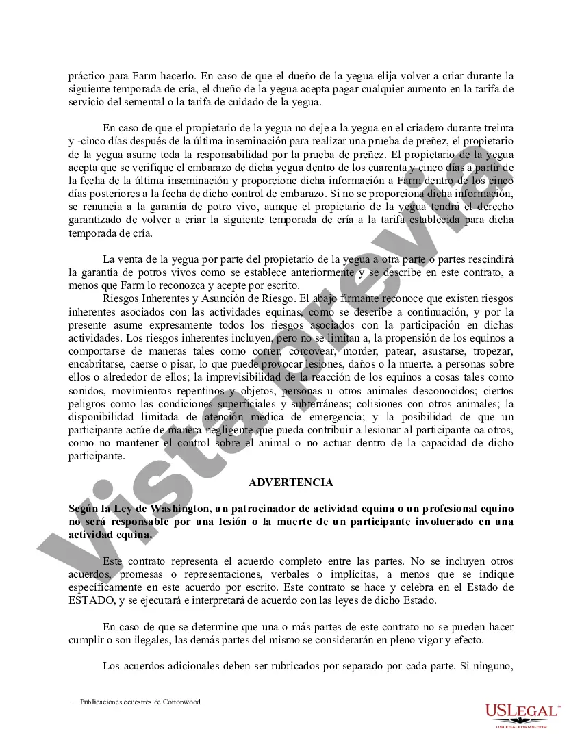 Preview Contrato de servicio de semental - Formularios equinos de caballos