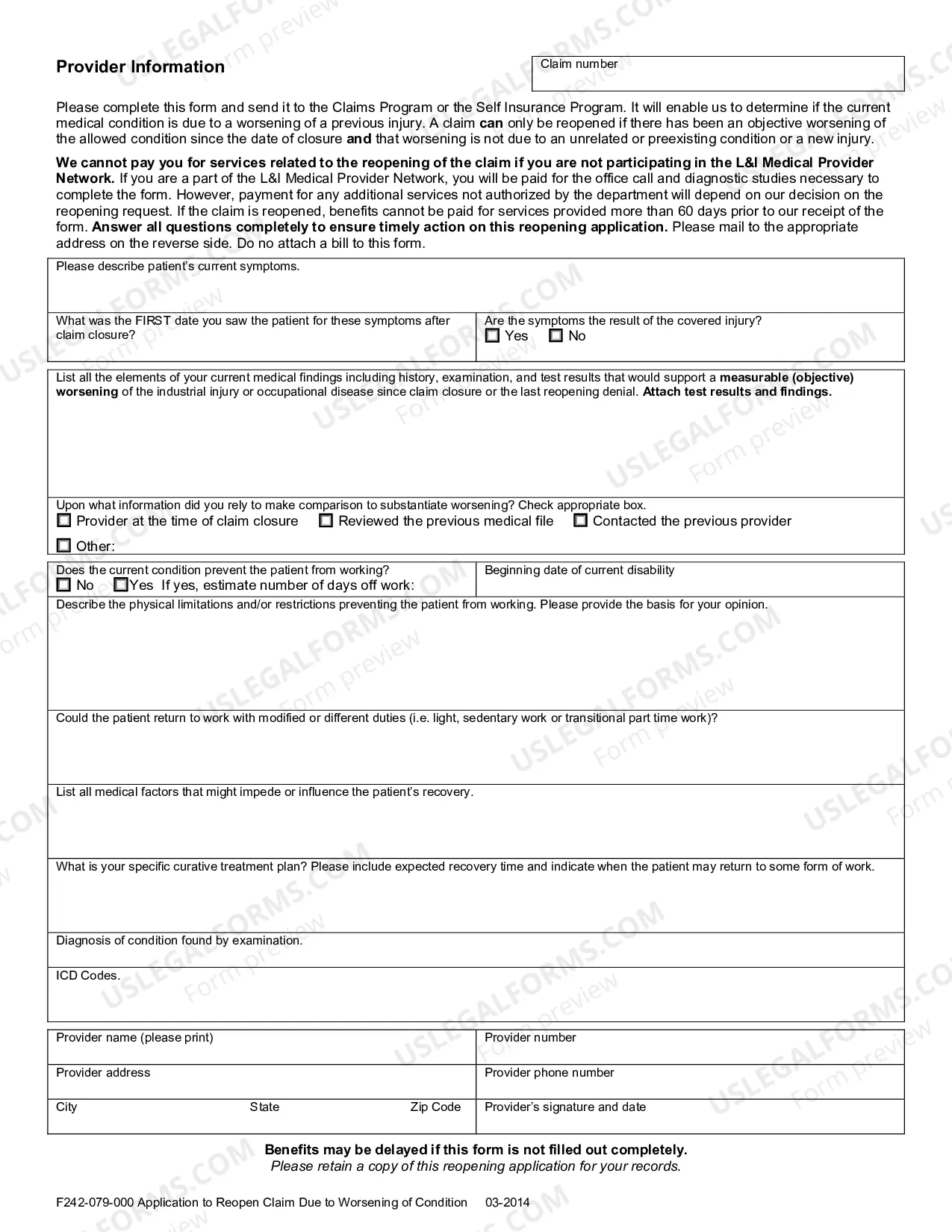 Preview Application to Reopen Claim