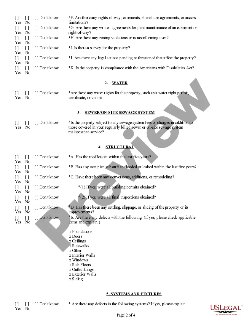 Preview Washington Commercial Property Seller's Disclosure
