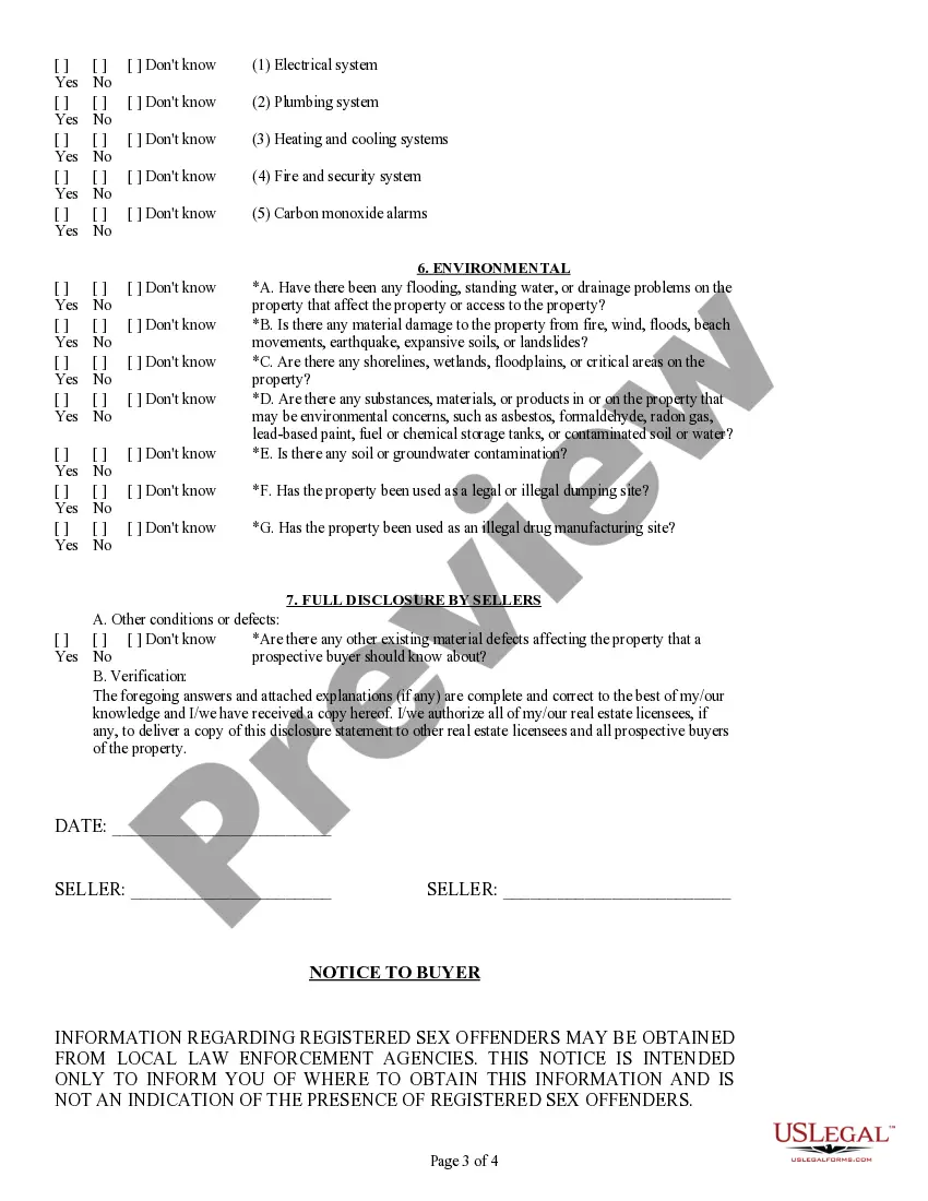 Preview Washington Commercial Property Seller's Disclosure
