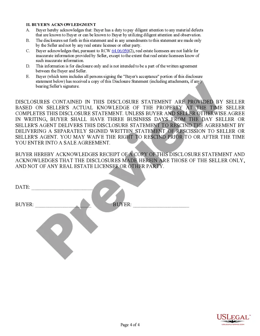 Preview Washington Commercial Property Seller's Disclosure