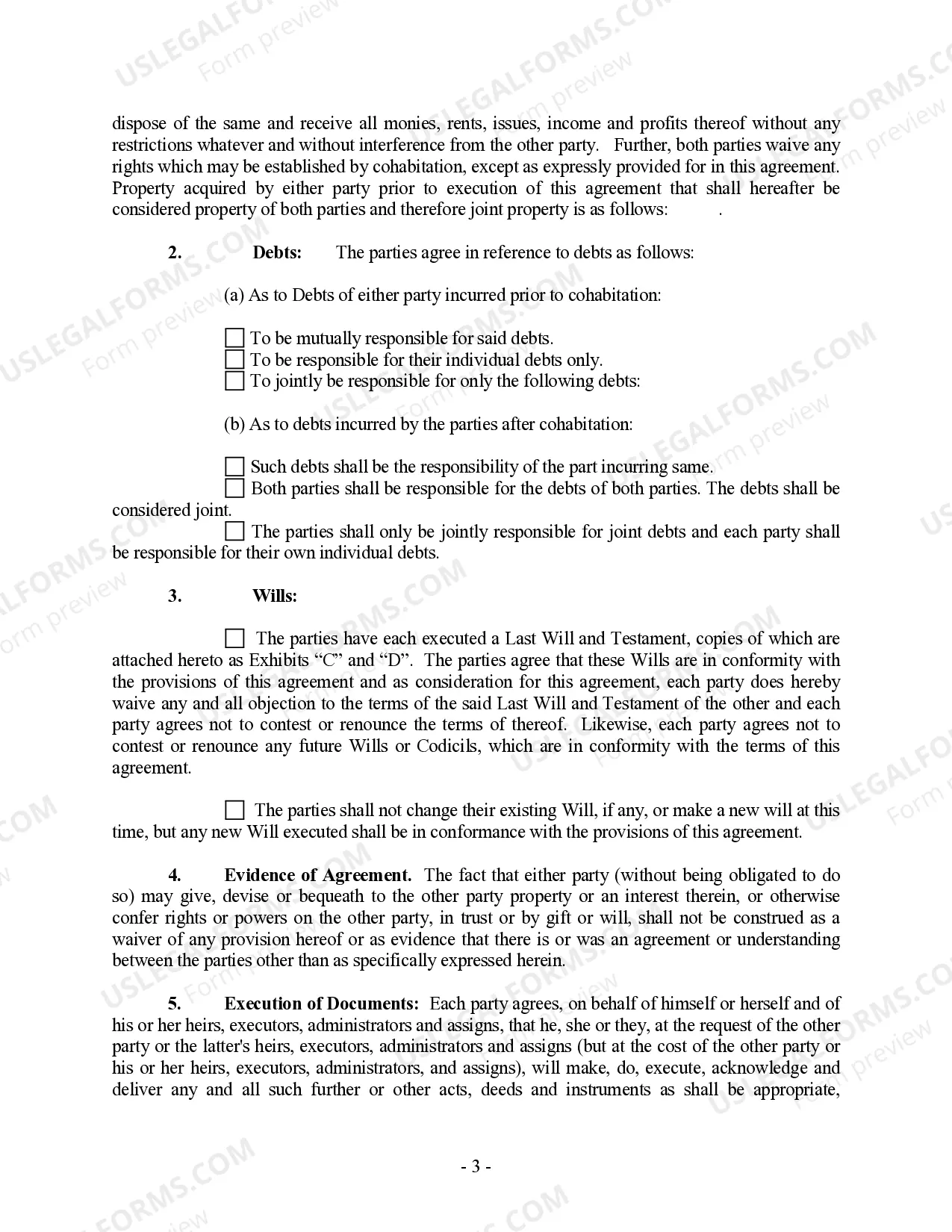 Preview Non-Marital Cohabitation Living Together Agreement