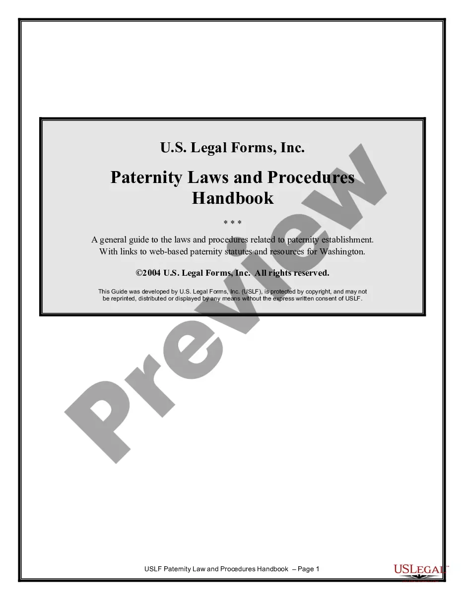 Washington Paternity Law and Procedure Handbook Wa Paternity Law US