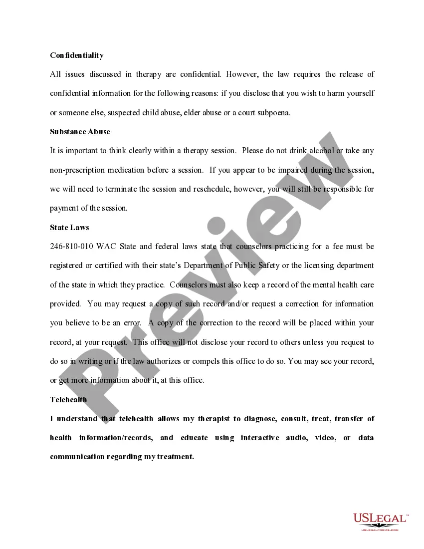 Preview Disclosure Statement for Licensed Mental Health Professional - Washington