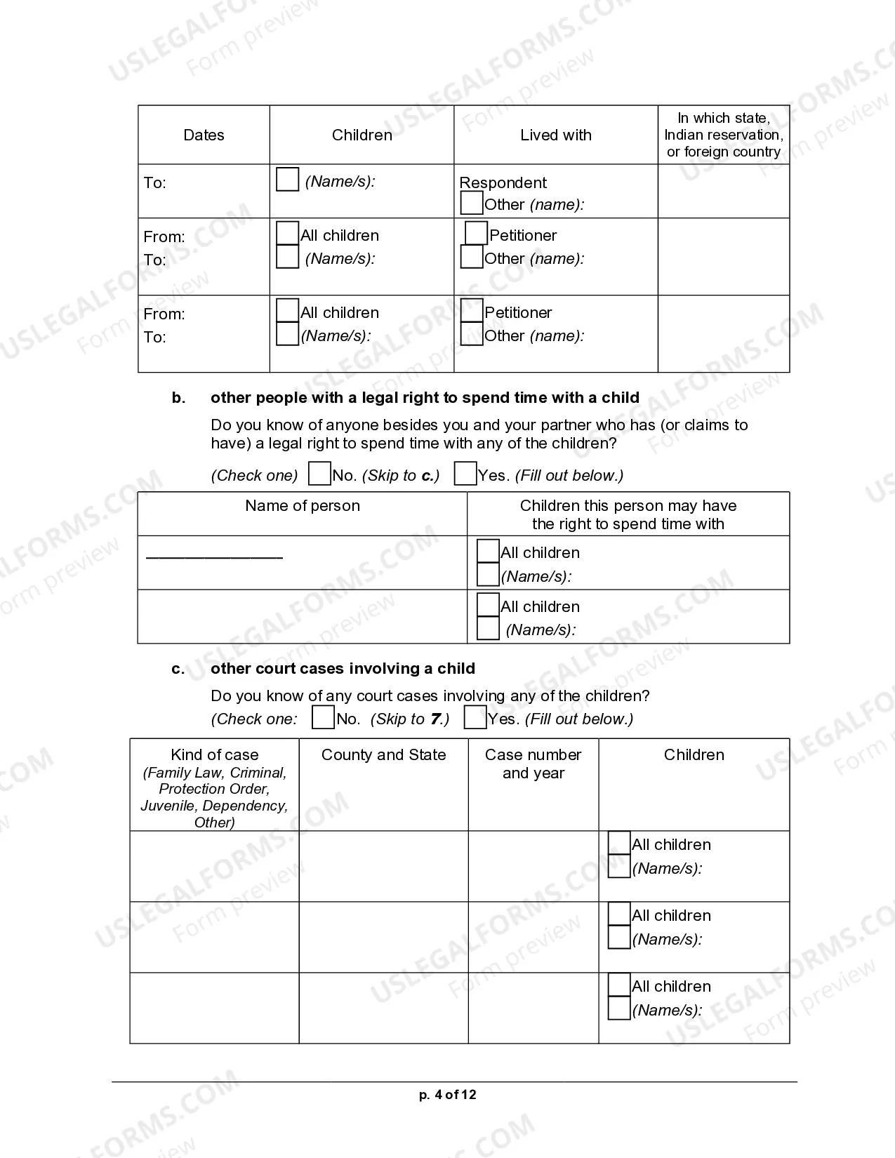 Preview Petition for Legal Separation for Registered Domestic Partnership