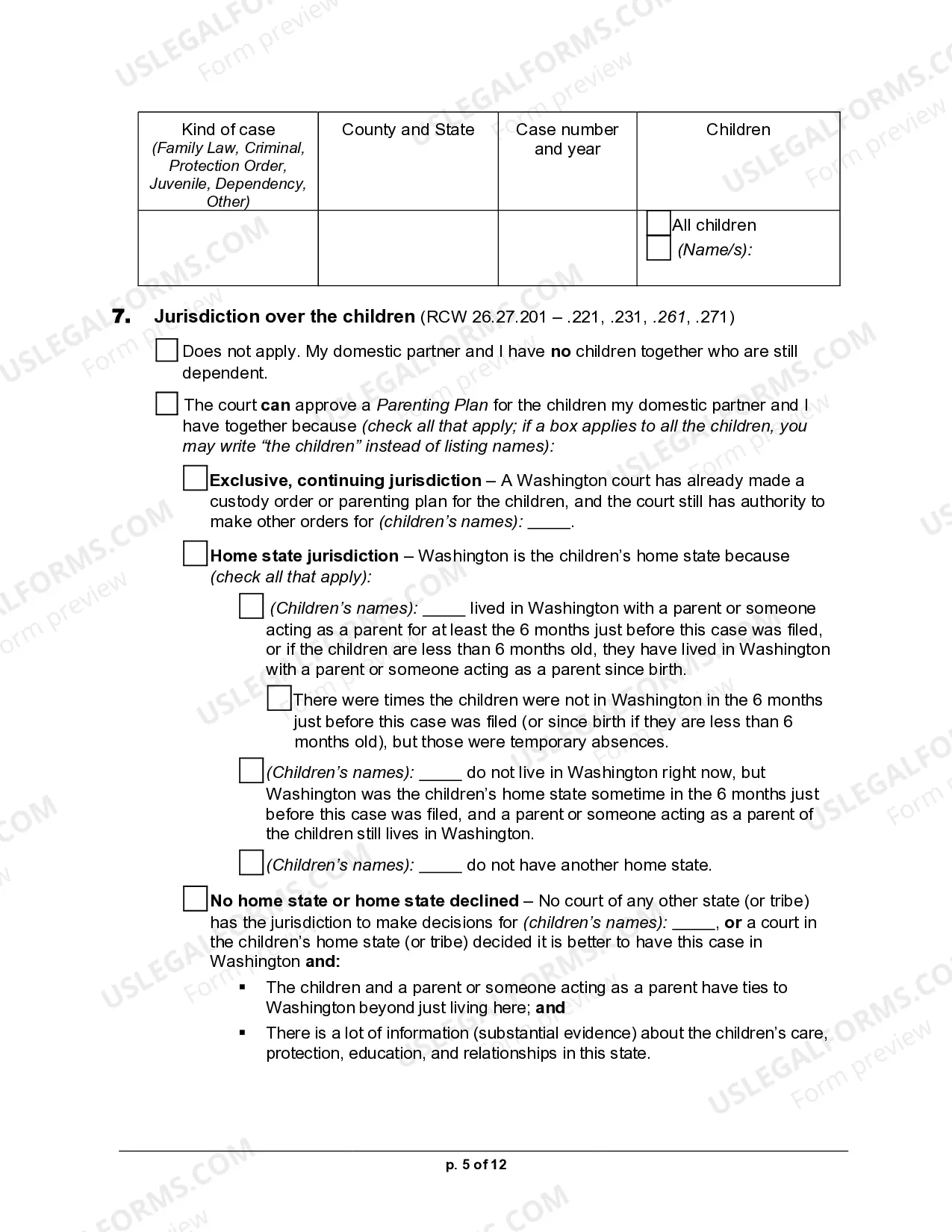 Preview Petition for Legal Separation for Registered Domestic Partnership