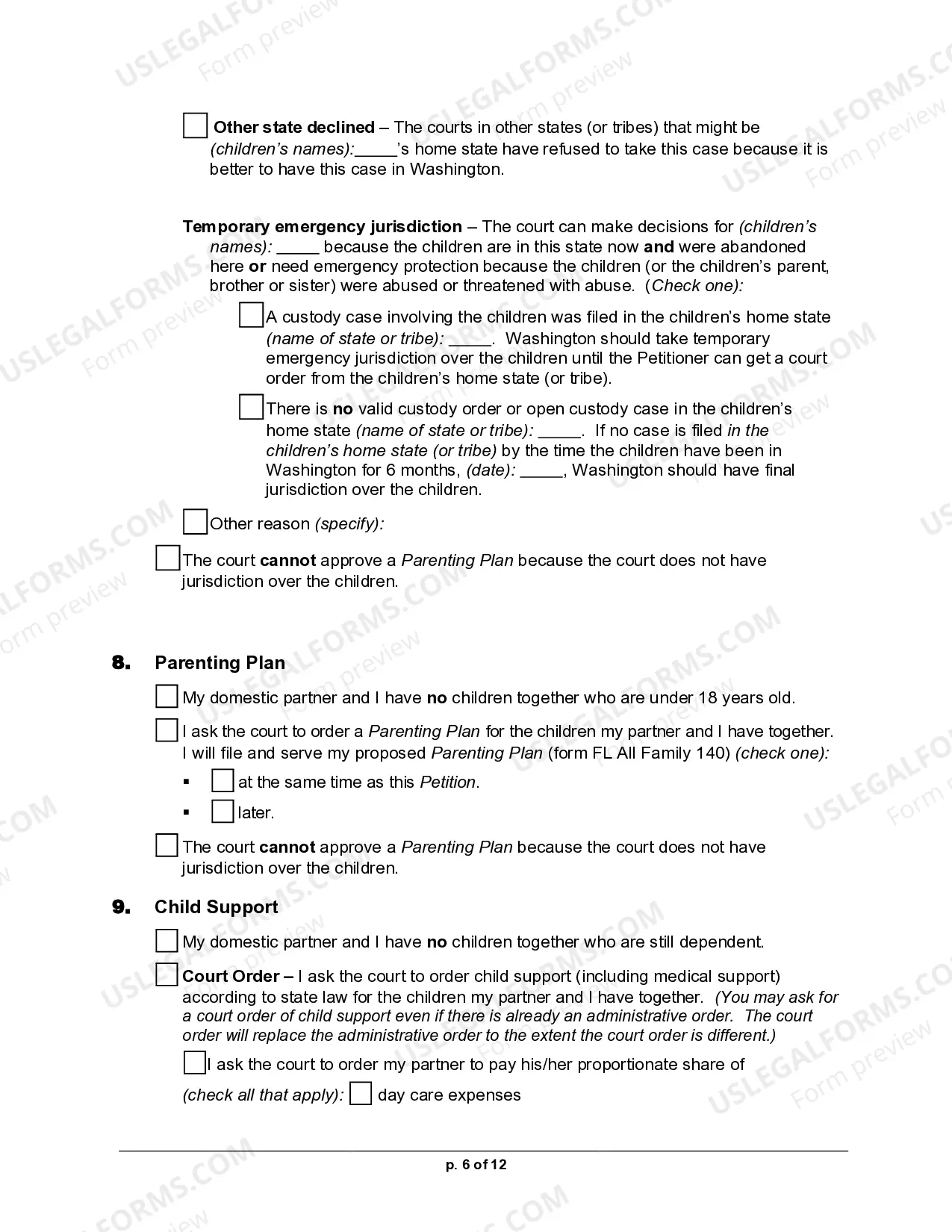Preview Petition for Legal Separation for Registered Domestic Partnership