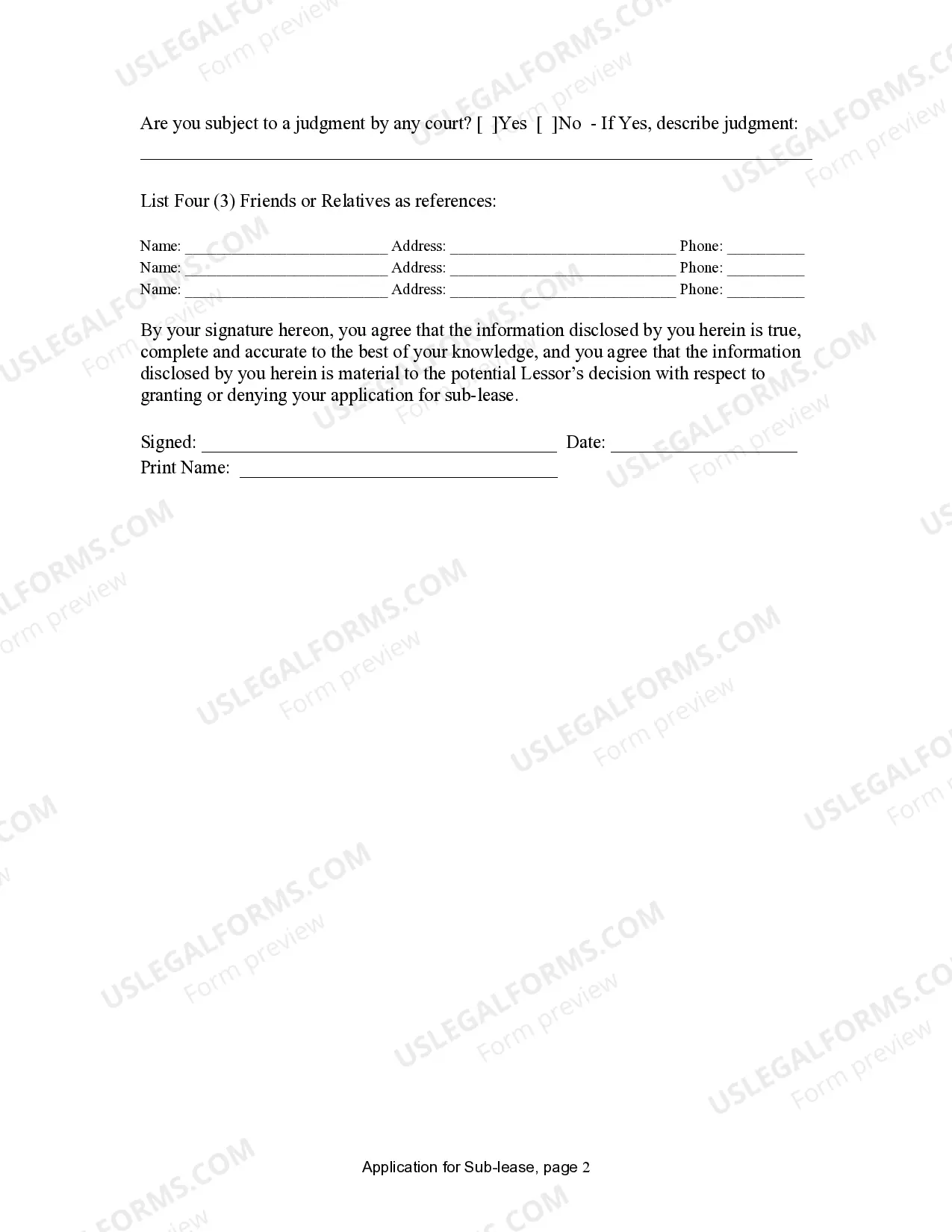 Preview Application for Sublease