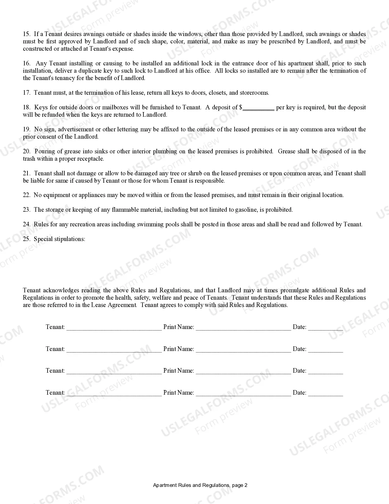 Preview Apartment Rules and Regulations