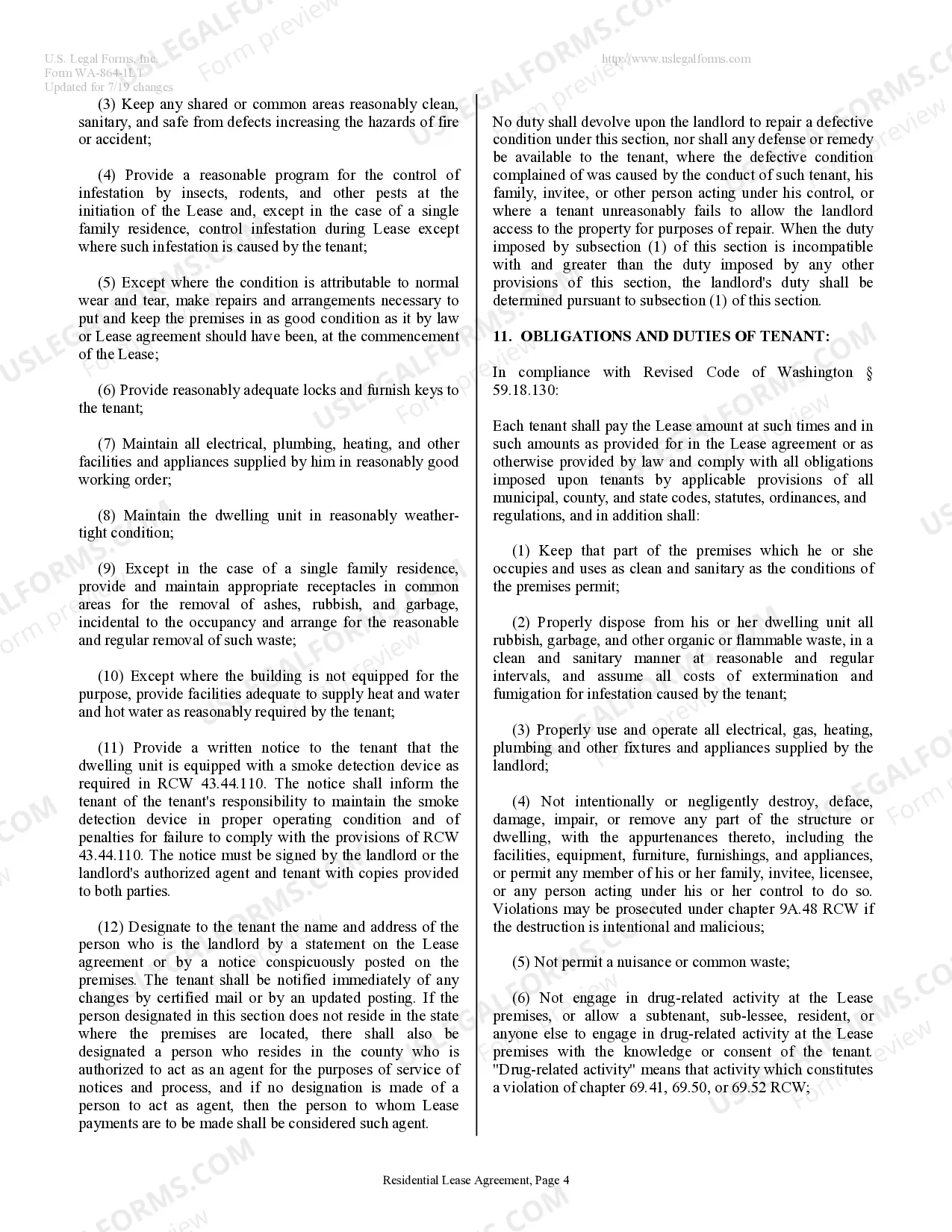 Preview Residential Lease or Rental Agreement for Month to Month