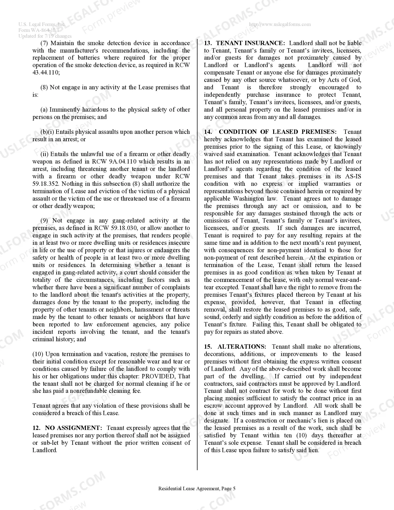 Preview Residential Lease or Rental Agreement for Month to Month