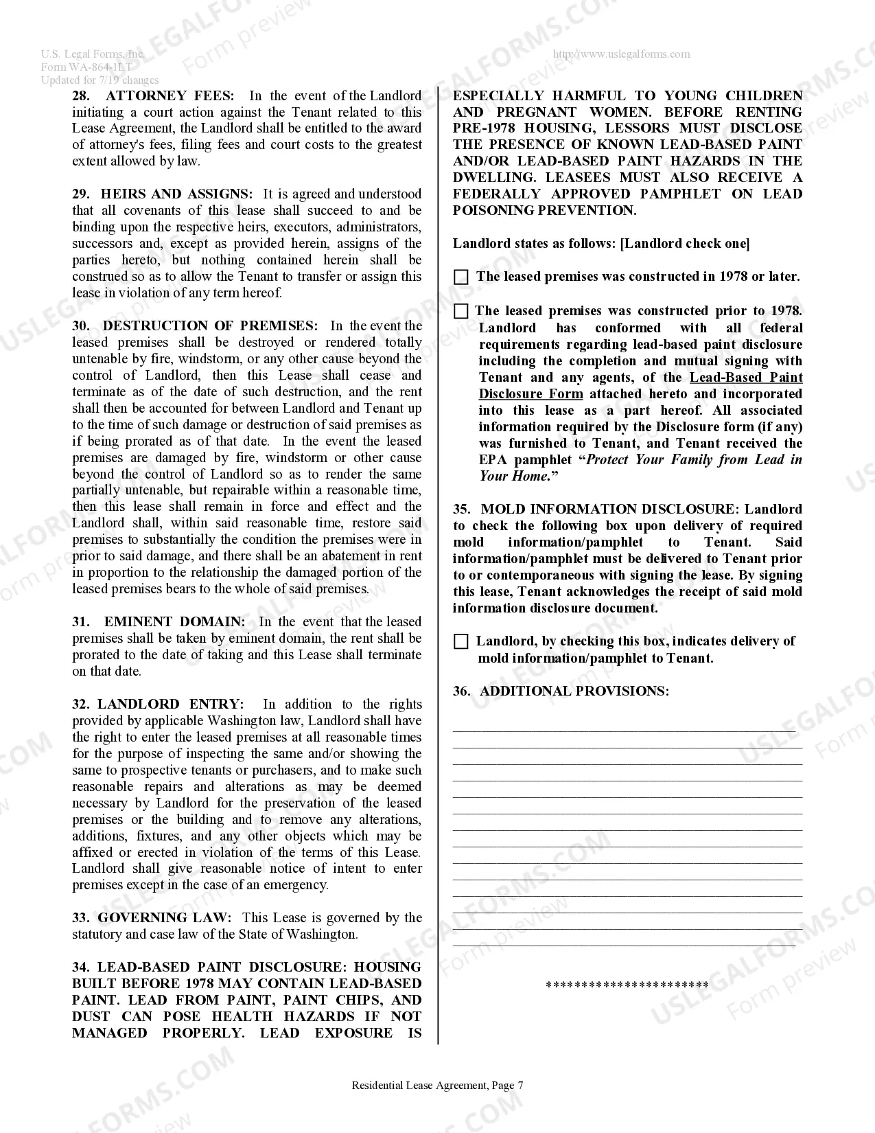 Preview Residential Lease or Rental Agreement for Month to Month